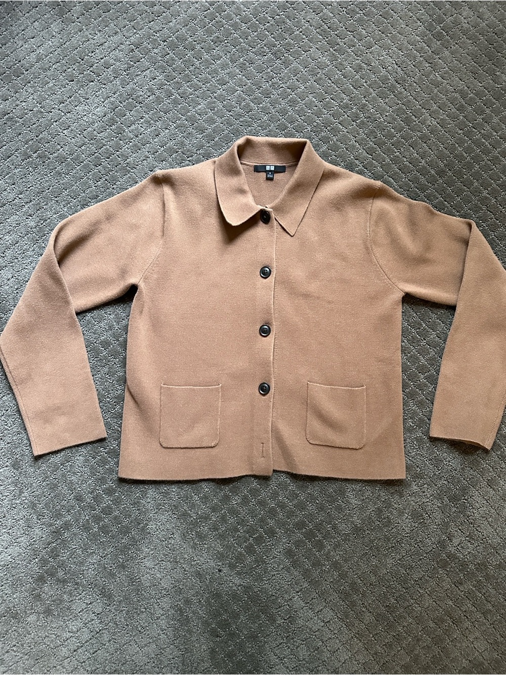 Uniqlo Light Brown Knit Button-Front Blazer Jacket